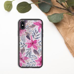 Funda de móvil biodegradable Flores rosas acuarela